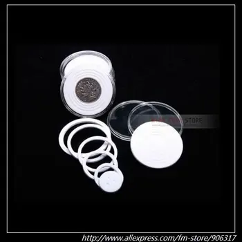 35PCS Brezplačna Dostava v ZDA Akril Jasno Kovanec kapsule z White & Black Goba Obroči Fit različnih velikosti