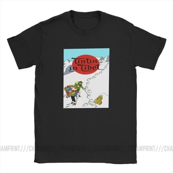 Smešno Adventures Of Tintin T-Shirt za Moške O Vratu Bombaž Majica Tin Tin Kratek Rokav Tees Tiskanje Oblačila