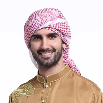 140x140CM Mens Headscarf Turban Klobuk Muslimani, Arabski Dubaj Retro Geometrijske Valovitih Vzorcev Jacquardske Kvadratni šal Šal Islamske Hidžab