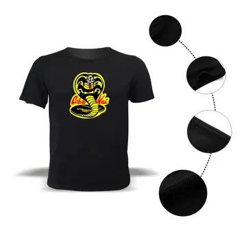 2018 Cobra Kai moške kratke oplaščeni T-shirt kul men black Cobra Kay retro natisni T-shirt moda, moška T-shirt majica A5372