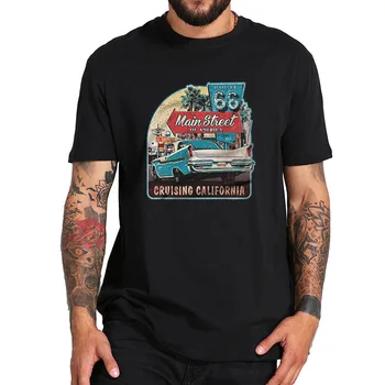 Route 66 Kaliforniji Republika Vintage Avto T Shirt EU Velikost Bombaž Poletje Nov Prihod Kratkimi Rokavi Tshirt Premium Camiseta