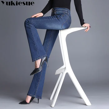 Plus velikosti z visoko pasu Jeans za ženske suh slim stretch flare hlače denim jeans ženska trosuers ženski jeans femme