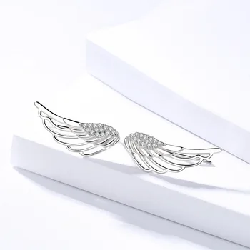 925 Sterling Silver Fashion Stud Uhani 2021 Angel Krilo Uhani Za Ženske Lepe Nakit Obletnico Darilo( Jewelora EA103022 )