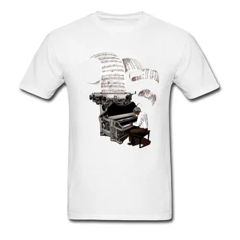 T-shirt Za Skladatelj Moški Majica s kratkimi rokavi Glasbe Opomba Vrhovi Klavir Pianist Oblačila Klasičnih Tees Umetniški Oblikovalec Tshirt Bombaž Black Tee