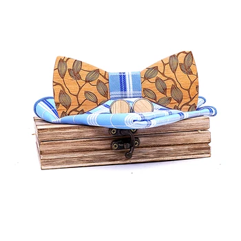 Nove Klasične formalne krila plemenito Modro Lesa metuljčki za Moške Poročne Obleke Lesen Lok Kravato Metulj Obliko Bowknots T220