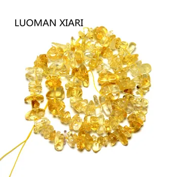 Debelo Neurejenih Makadamskih Oblike 5-8 mm Naravne Crystal Yellow Stone Kroglice Za Nakit, Izdelava DIY Zapestnico, Ogrlico 15