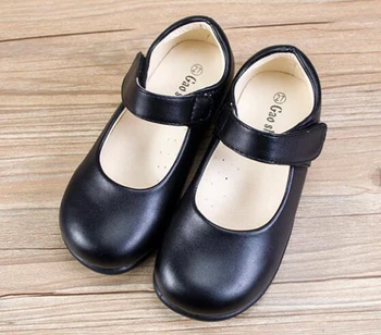 Dekleta šola čevlji spadajo PU podpora narti orthopetic solid black mat svetlečim za velike otroke, otroke fromal študent mary jane čevlji