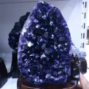 1,3 kg Naravno vijolično crystal grozdov naravnih Urugvaj ametist jama dekoracijo + base