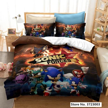 Doma Tekstilne 3D Sonic Hedgehog Tiskanja Posteljnina Nabor Otrok Bombaž Risanka Rjuhe Kritje Določa Twin Polno Kraljica Kralj Brezplačna Dostava