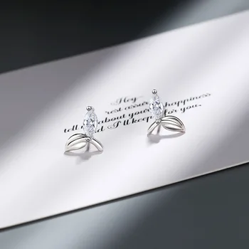 Utimtree Moda Minimalističen Majhni Listi Stud Uhani za Ženske 925 sterling srebro Kristalno Uhan Nakit boucle d'oreille