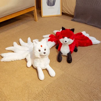 Polnjene Živali Plišastih Lisic Rdeče Belo Gumiho 9-repo fox Lutka Simulacije fox Plišastih Igrač, Plišastih Doma dekoracijo za rojstni dan
