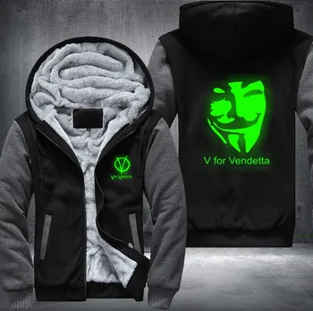 Nove Zimske V for Vendetta Masko Rangers Moških hooded zgornji del Trenirke Zgostitev Zadrgo kapuco vrhnja oblačila Jakne ZDA EU velikosti Plus velikost