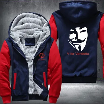 Nove Zimske V for Vendetta Masko Rangers Moških hooded zgornji del Trenirke Zgostitev Zadrgo kapuco vrhnja oblačila Jakne ZDA EU velikosti Plus velikost